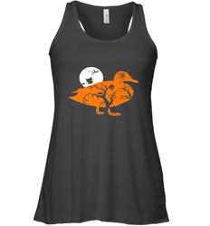Funny Gift Witch Bat Web Moon Pumpkin Tree in Halloween Duck Women's Racerback Tank