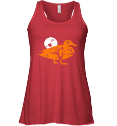 Funny Gift Witch Bat Web Moon Pumpkin Tree in Halloween Duck Women's Racerback Tank