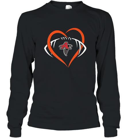 NFLAtlanta Falcons Heart Love Football Long Sleeve T-Shirt Long Sleeve T-Shirt / Black / S Long Sleeve T-Shirt - belovedtshirt