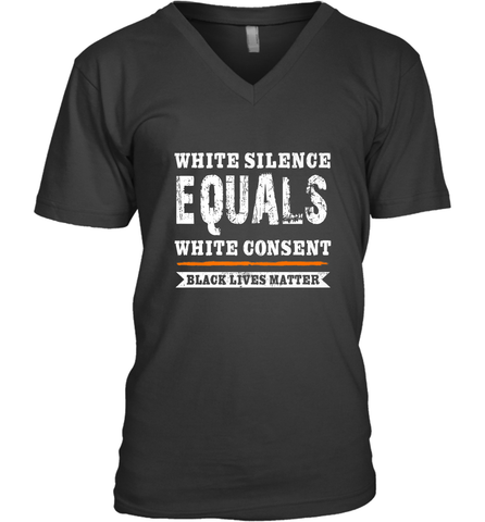 White Silence Equals White Consent Black Lives Matter Men's V-Neck Men's V-Neck / Black / S Men's V-Neck - belovedtshirt