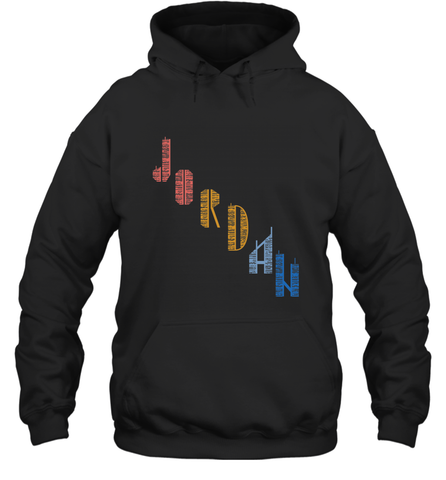 Vintage Jordan t shirt with Skyscarper Jordan Hooded Sweatshirt Hooded Sweatshirt / Black / S Hooded Sweatshirt - belovedtshirt