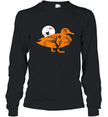 Funny Gift Witch Bat Web Moon Pumpkin Tree in Halloween Duck Long Sleeve T-Shirt Long Sleeve T-Shirt - belovedtshirt