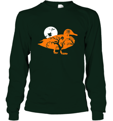 Funny Gift Witch Bat Web Moon Pumpkin Tree in Halloween Duck Long Sleeve T-Shirt Long Sleeve T-Shirt - belovedtshirt
