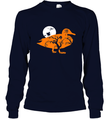 Funny Gift Witch Bat Web Moon Pumpkin Tree in Halloween Duck Long Sleeve T-Shirt Long Sleeve T-Shirt - belovedtshirt