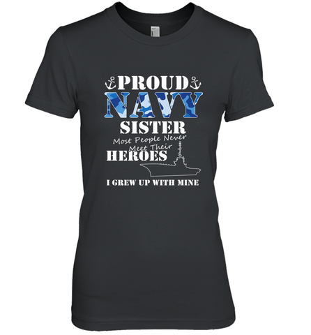 US Military Proud Navy Sister Men or Women Women's Premium T-Shirt Women's Premium T-Shirt / Black / XS Women's Premium T-Shirt - belovedtshirt
