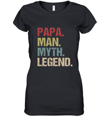 Papa Man Myth Legend Dad Father Women's V-Neck T-Shirt Women's V-Neck T-Shirt - belovedtshirt
