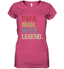 Papa Man Myth Legend Dad Father Women's V-Neck T-Shirt Women's V-Neck T-Shirt - belovedtshirt
