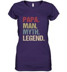 Papa Man Myth Legend Dad Father Women's V-Neck T-Shirt Women's V-Neck T-Shirt - belovedtshirt