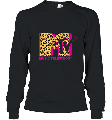 MTV Logo Leopard Print Long Sleeve T-Shirt Long Sleeve T-Shirt / Black / S Long Sleeve T-Shirt - belovedtshirt