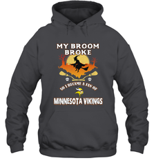 Broom Broke So I Became A Fan of Minnesota Viking NFL Halloween Costume Hooded Sweatshirt Hooded Sweatshirt - belovedtshirt