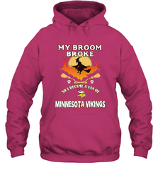 Broom Broke So I Became A Fan of Minnesota Viking NFL Halloween Costume Hooded Sweatshirt Hooded Sweatshirt - belovedtshirt