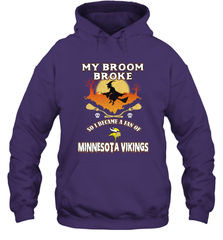 Broom Broke So I Became A Fan of Minnesota Viking NFL Halloween Costume Hooded Sweatshirt Hooded Sweatshirt - belovedtshirt