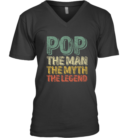 Pop The Man The Myth The Legend Father's Day Men's V-Neck Men's V-Neck / Black / S Men's V-Neck - belovedtshirt