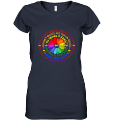 Rainbow Black Lives Matter Science LGBT Pride Flower Women's V-Neck T-Shirt