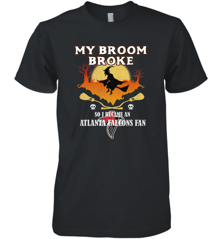 Broom Broke So I Became An Atlanta Falcons Fan  NFL Halloween Costume Men's Premium T-Shirt Men's Premium T-Shirt / Black / XS Men's Premium T-Shirt - belovedtshirt
