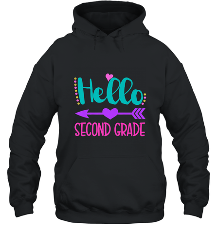 Hello Second Grade 2nd Grade Teachers Students Gift Hooded Sweatshirt Hooded Sweatshirt / Black / S Hooded Sweatshirt - belovedtshirt