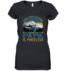 Being A Dad Is An Honor Being Papa Is Priceless Grandpa t Women's V-Neck T-Shirt Apparel - belovedtshirt