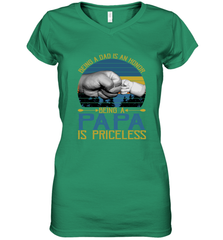 Being A Dad Is An Honor Being Papa Is Priceless Grandpa t Women's V-Neck T-Shirt Apparel - belovedtshirt