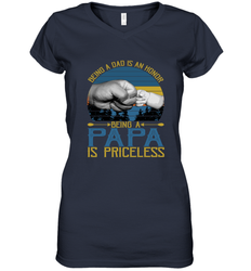 Being A Dad Is An Honor Being Papa Is Priceless Grandpa t Women's V-Neck T-Shirt