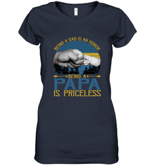 Being A Dad Is An Honor Being Papa Is Priceless Grandpa t Women's V-Neck T-Shirt Apparel - belovedtshirt