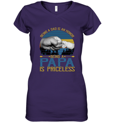 Being A Dad Is An Honor Being Papa Is Priceless Grandpa t Women's V-Neck T-Shirt Apparel - belovedtshirt