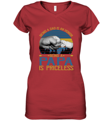 Being A Dad Is An Honor Being Papa Is Priceless Grandpa t Women's V-Neck T-Shirt Apparel - belovedtshirt