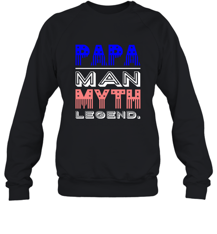 Papa Man Myth Legend Father's Day Dad Veteran Crewneck Sweatshirt Crewneck Sweatshirt / Black / S Crewneck Sweatshirt - belovedtshirt