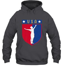Distressed USA Red, White and Blue Soccer US Shield Flag Hooded Sweatshirt Hooded Sweatshirt - belovedtshirt