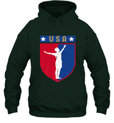 Distressed USA Red, White and Blue Soccer US Shield Flag Hooded Sweatshirt Hooded Sweatshirt - belovedtshirt