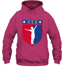 Distressed USA Red, White and Blue Soccer US Shield Flag Hooded Sweatshirt Hooded Sweatshirt - belovedtshirt