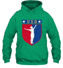 Distressed USA Red, White and Blue Soccer US Shield Flag Hooded Sweatshirt Hooded Sweatshirt - belovedtshirt