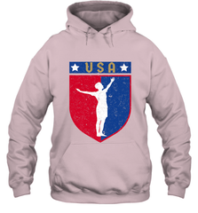 Distressed USA Red, White and Blue Soccer US Shield Flag Hooded Sweatshirt Hooded Sweatshirt - belovedtshirt