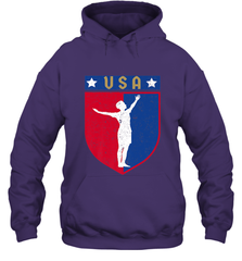 Distressed USA Red, White and Blue Soccer US Shield Flag Hooded Sweatshirt Hooded Sweatshirt - belovedtshirt