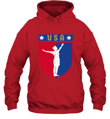 Distressed USA Red, White and Blue Soccer US Shield Flag Hooded Sweatshirt Hooded Sweatshirt - belovedtshirt
