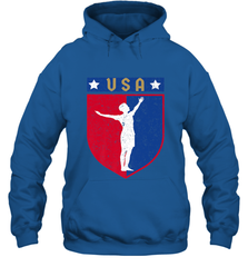 Distressed USA Red, White and Blue Soccer US Shield Flag Hooded Sweatshirt Hooded Sweatshirt - belovedtshirt