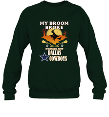 Broom Broke So I Became A fan of Dallas Cowboys  NFL Halloween Costume Crewneck Sweatshirt Crewneck Sweatshirt - belovedtshirt
