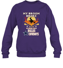 Broom Broke So I Became A fan of Dallas Cowboys  NFL Halloween Costume Crewneck Sweatshirt Crewneck Sweatshirt - belovedtshirt