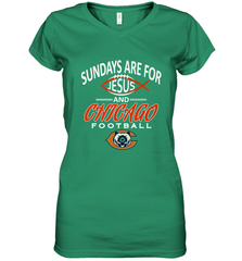 Sundays Are For Jesus and Chicago Funny Christian Football Women's V-Neck T-Shirt Women's V-Neck T-Shirt - belovedtshirt