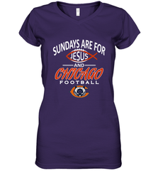 Sundays Are For Jesus and Chicago Funny Christian Football Women's V-Neck T-Shirt Women's V-Neck T-Shirt - belovedtshirt