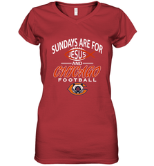 Sundays Are For Jesus and Chicago Funny Christian Football Women's V-Neck T-Shirt Women's V-Neck T-Shirt - belovedtshirt