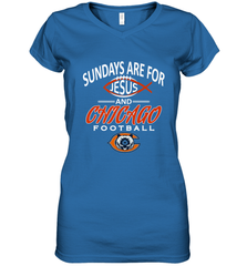 Sundays Are For Jesus and Chicago Funny Christian Football Women's V-Neck T-Shirt Women's V-Neck T-Shirt - belovedtshirt