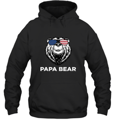 4th of July Papa Bear American Flag Glasses Patriotic Hooded Sweatshirt
