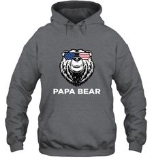 4th of July Papa Bear American Flag Glasses Patriotic Hooded Sweatshirt Apparel - belovedtshirt