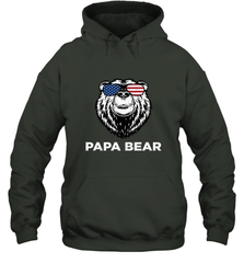 4th of July Papa Bear American Flag Glasses Patriotic Hooded Sweatshirt Apparel - belovedtshirt