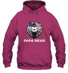 4th of July Papa Bear American Flag Glasses Patriotic Hooded Sweatshirt Apparel - belovedtshirt