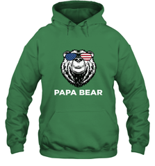 4th of July Papa Bear American Flag Glasses Patriotic Hooded Sweatshirt Apparel - belovedtshirt
