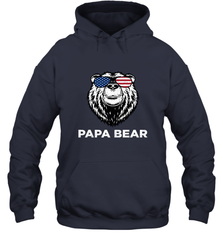4th of July Papa Bear American Flag Glasses Patriotic Hooded Sweatshirt Apparel - belovedtshirt