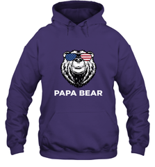 4th of July Papa Bear American Flag Glasses Patriotic Hooded Sweatshirt Apparel - belovedtshirt