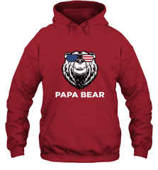 4th of July Papa Bear American Flag Glasses Patriotic Hooded Sweatshirt Apparel - belovedtshirt