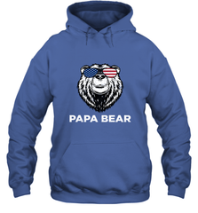 4th of July Papa Bear American Flag Glasses Patriotic Hooded Sweatshirt Apparel - belovedtshirt